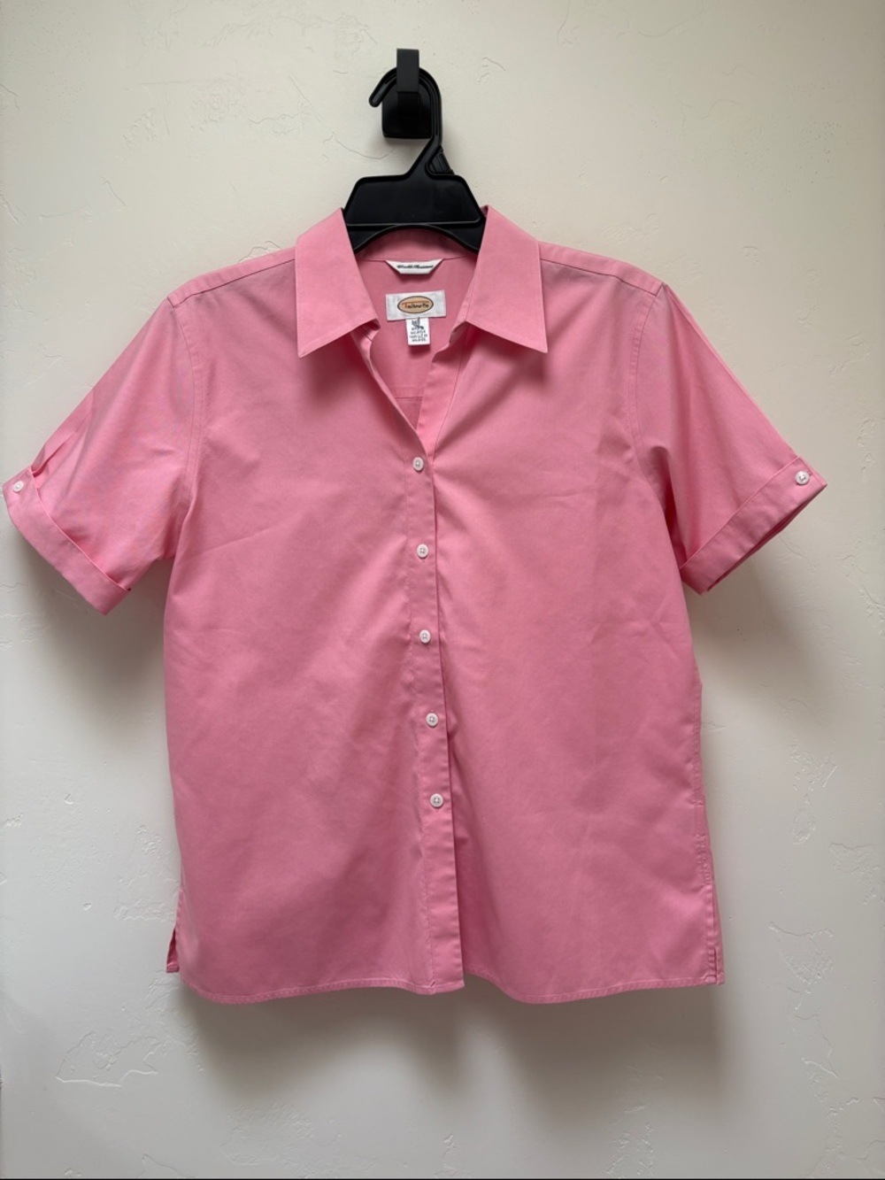Talbots Pink Short-Sleeve Button-Front Blouse